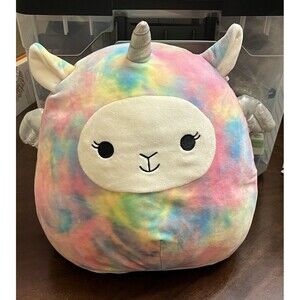 Pre-owned Squishmallow 16" Lucy May Rainbow Llama  Pegacorn